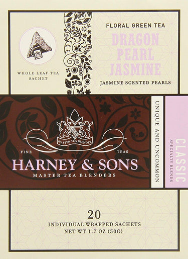 Harney & Sons Dragon Pearl Green Tea Sachets, Jasmine, 1.7 Oz
